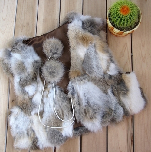 Autumn and winter women's leather cape hare wool vest vivi casual rabbit sweater vest