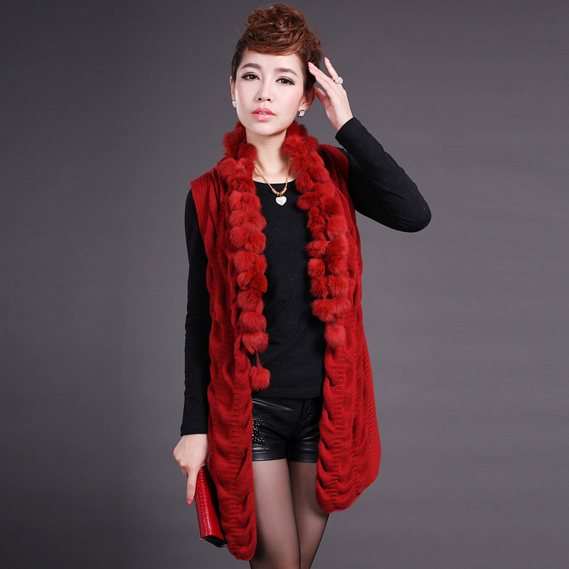 Autumn and winter women's medium-long sweater sleeveless elegant outerwear bulb 800h1267