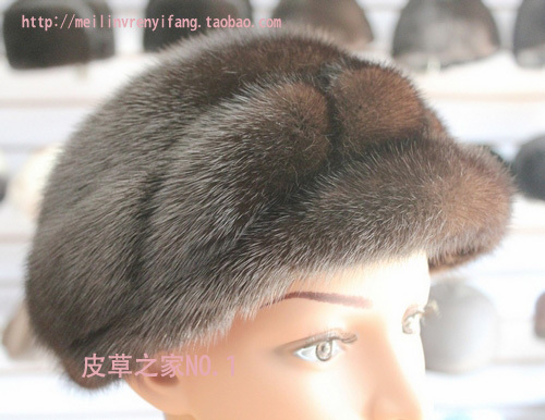 Autumn and winter women's mink fur hat twisted hat marten cap the elderly small hat