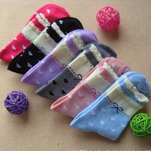 Autumn and winter women's short socks love bow dot socks unique candy cotton socks