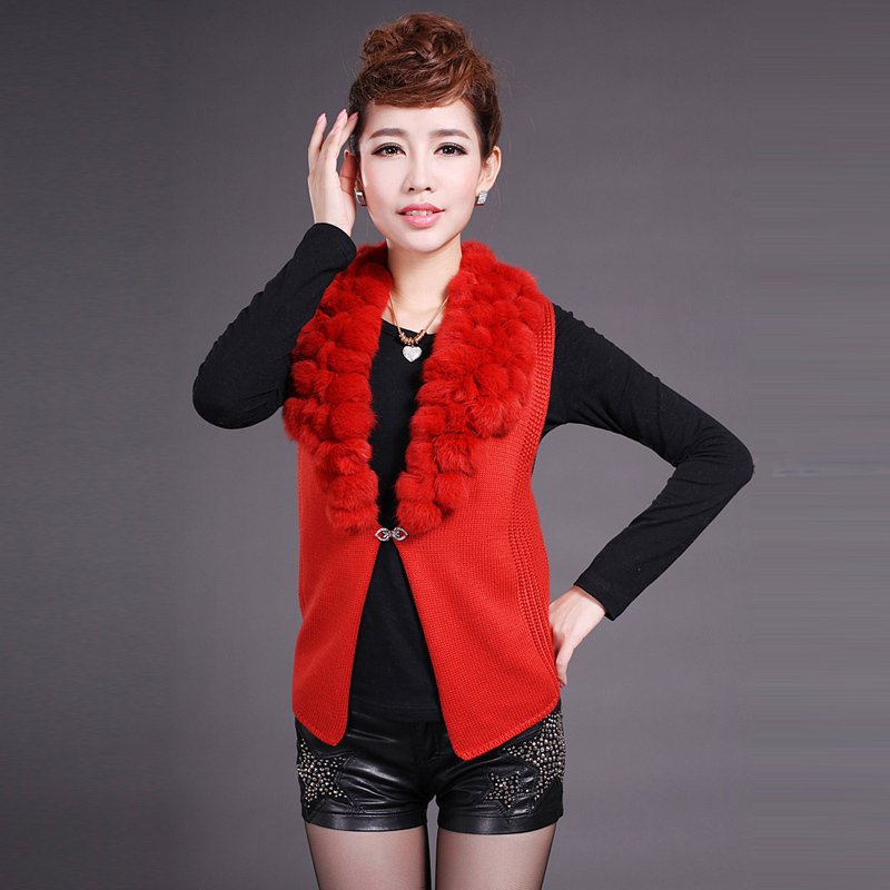 Autumn and winter women's sleeveless wool sweater thermal sweatercoat small vest 800z1002