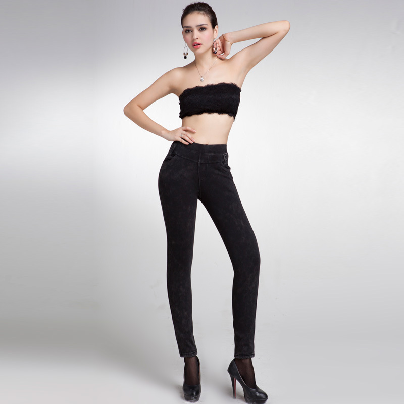 Autumn and winter women's slim high waist pants legs thick marten velvet warm pants fashion