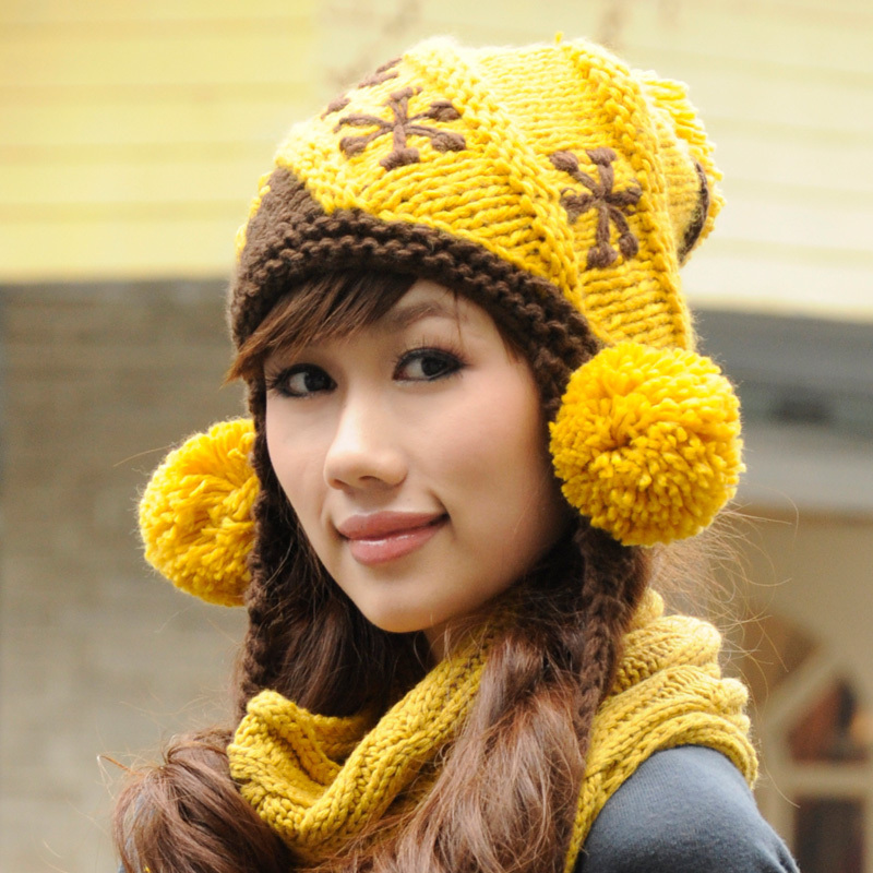 Autumn and winter women's sphere knitted hat thermal handmade sphere hat