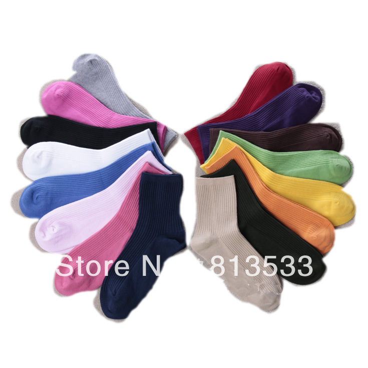 Autumn and winter women socks comfortable thread solid candy color  100% cotton socks  16 colors free shipping