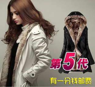 Autumn and winter women thermal plus size thickening wool wadded jacket overcoat medium-long trench new arrival female outerwear