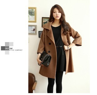 Autumn and winter women wool coat slim long design trench woolen overcoat outerwear wadded jacket