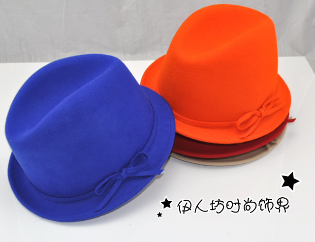 Autumn and winter wool bow small fashion small fedoras hat cap