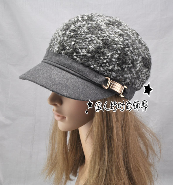 Autumn and winter wool woolen hat painter cap newsboy cap female