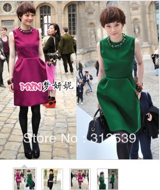 Autumn and winter woolen  dress fashion slim thickening woolen dress tank dress(Gift necklace)