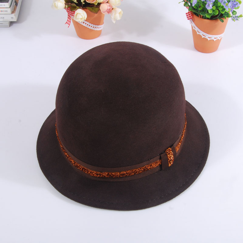 Autumn and winter woolen vintage French brief decoration dome women's bucket hats fedoras helmet-hat