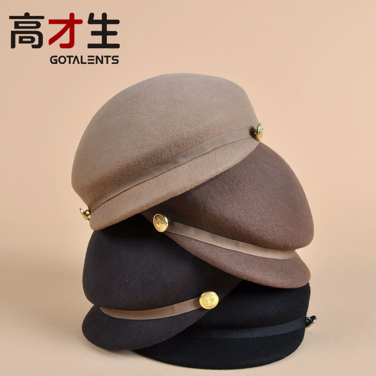 Autumn and winter woolen women's fashion knight cap equestrian cap fashion handsome wool cap felt hat