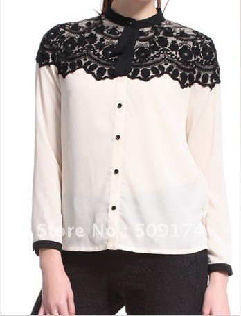 autumn arrived!ladies cute shirt with lace/fashion ladies blouses /fashion shirt
