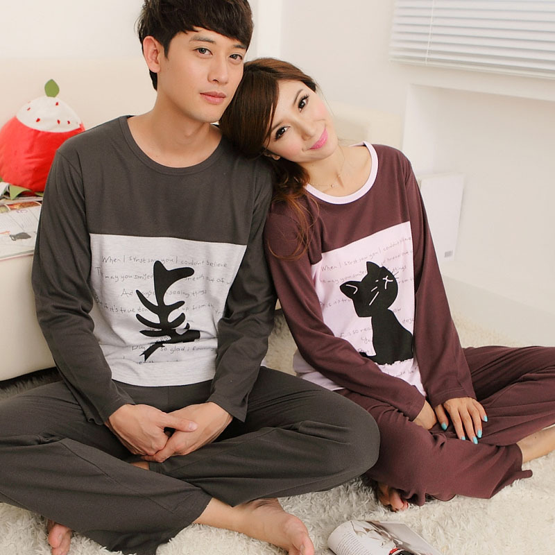 Autumn cartoon lovers sleepwear long-sleeve cotton sleepwear women's lounge set new arrival