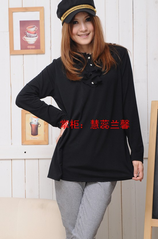 Autumn casual maternity clothing maternity basic shirt maternity long-sleeve basic shirt 100% cotton all-match work wear 106