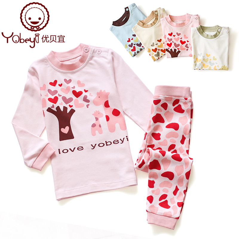 Autumn child set of underwear and underpants bamboo fibre sleepwear baby long johns long johns 7002