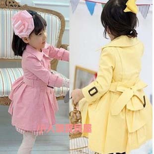 Autumn elegant female child trench overcoat outerwear children's clothing