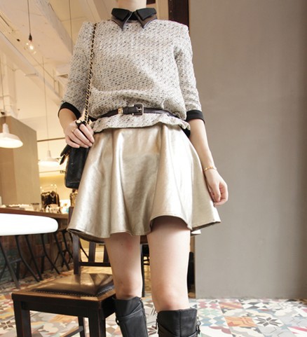 Autumn fashion normic vintage leather skirt bust skirt