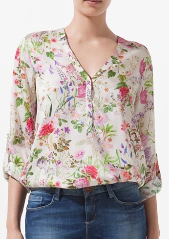 Autumn fashion rustic pattern collarless pullover women's long-sleeve women hiffon shirt flower pattern office lady blouses