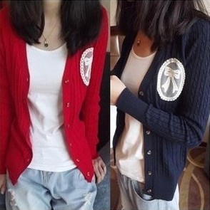 Autumn fashion vintage preppy style slim twist basic cardigan sweater outerwear female thin