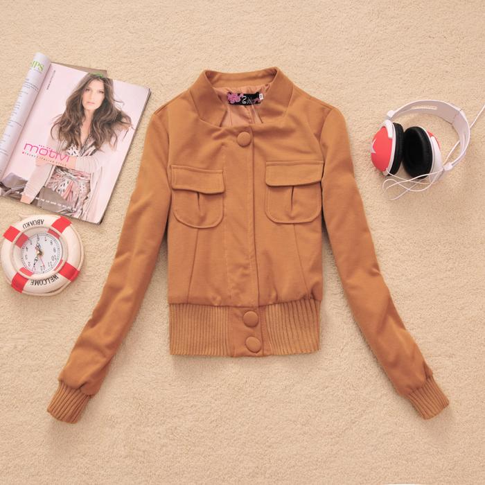 Autumn female casual all-match slim short design knitted short jacket (WC026)