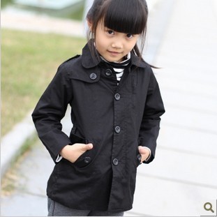 Autumn female child high quality 100% cotton trench 1163