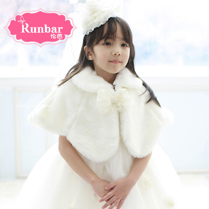 Autumn female child quality child formal dress princess dress cape mantissas bow plush coat