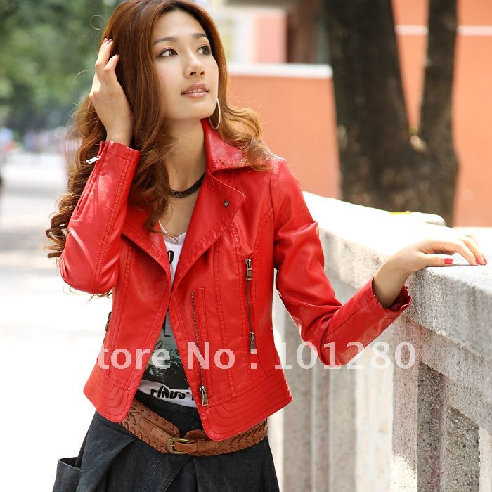 Autumn female short design leather clothing turn-down collar PU outerwear leather jacket slim small leather clothing outerwear