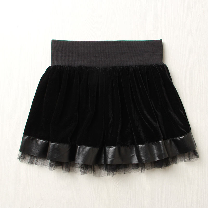 Autumn flannel bust skirt applique patchwork gauze laciness expansion skirt winter black short skirt