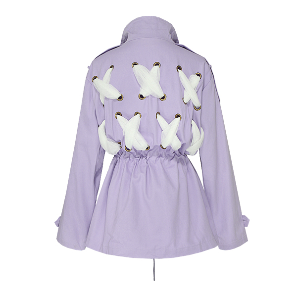Autumn gauze cutout racerback carbasus drawstring ice cream candy color outerwear trench long design