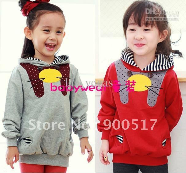 Autumn hoodies children long sleeve tops phelfish cute designs clothes girls two color wears tdlzsz