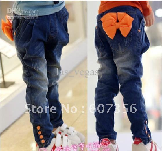 Autumn jeans children fashion cowboy pants kids trousers bowknot wears girls garment lcazsz q7