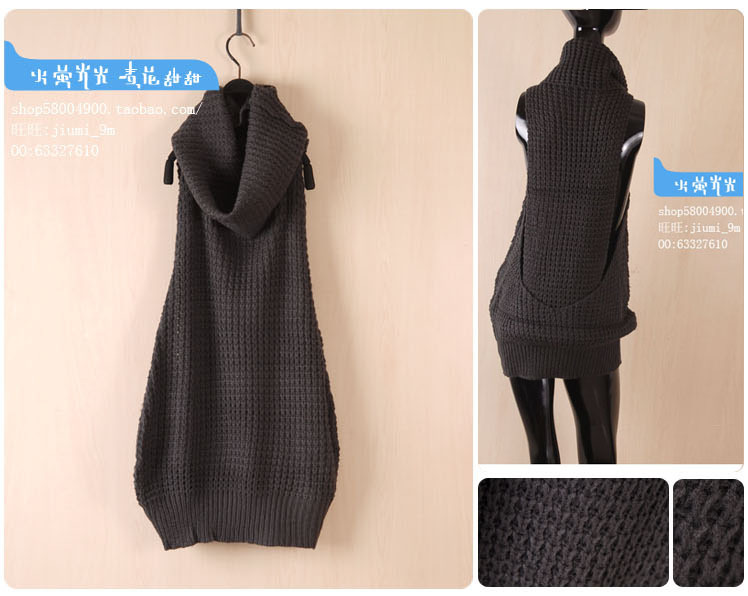 Autumn long design casual knitted yarn sweater vest basic dual all-match sweater