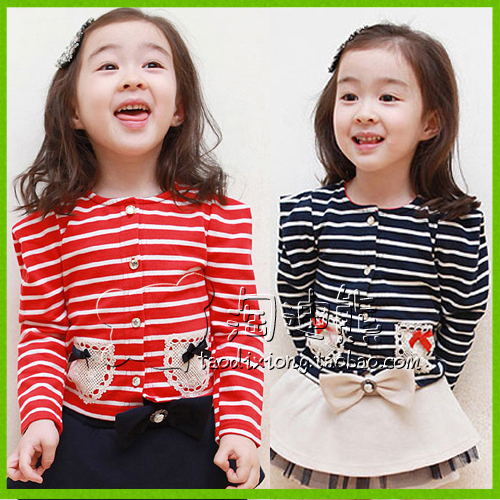 Autumn long-sleeve female child outerwear knitted 100% cotton top chinese style elegant clothing