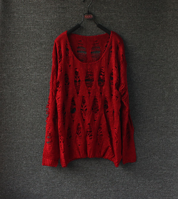 Autumn loose cutout long-sleeve Women pullover sweater shirt outerwear