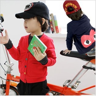 Autumn male child girls clothing child long-sleeve cardigan air conditioning shirt sweatshirt outerwear color buckle