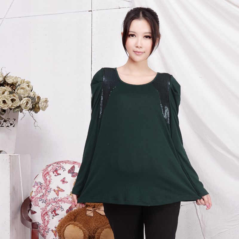 Autumn maternity clothing fashion all-match puff sleeve paillette maternity top
