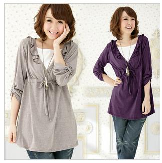 Autumn maternity clothing maternity top elegant ruffle collar 2 nursing clothing fashion maternity t-shirt