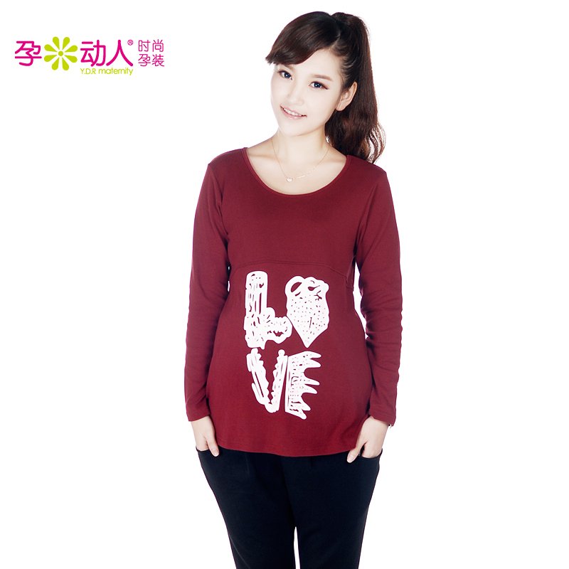 Autumn maternity clothing maternity top maternity t-shirt letter print t-shirt 3212001