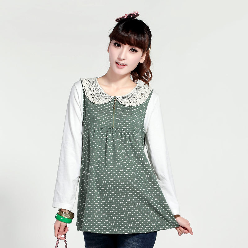 Autumn maternity clothing stand collar maternity top fashion long-sleeve maternity t-shirt c1209