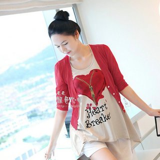 Autumn maternity outerwear cape style t-shirt love print tank 9022 twinset