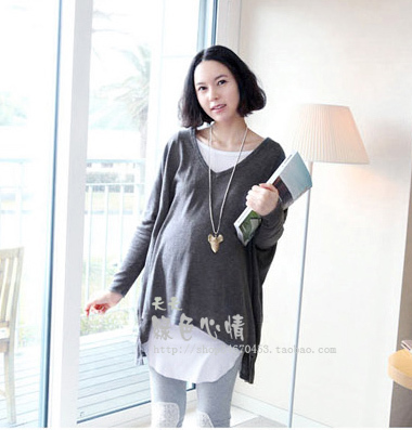 Autumn maternity t-shirt maternity clothing 9368 top casual twinset maternity dress batwing shirt dress