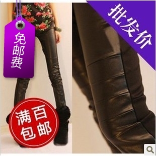 Autumn mushroom women's thickening leather pants legging skinny pants