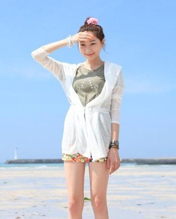 Autumn neon color chiffon trench thin slim waist sun shirt cape