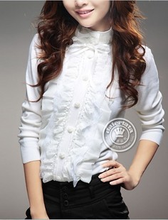 Autumn new arrival 2012 AYILIAN female stand collar basic shirt female lace decoration sweater