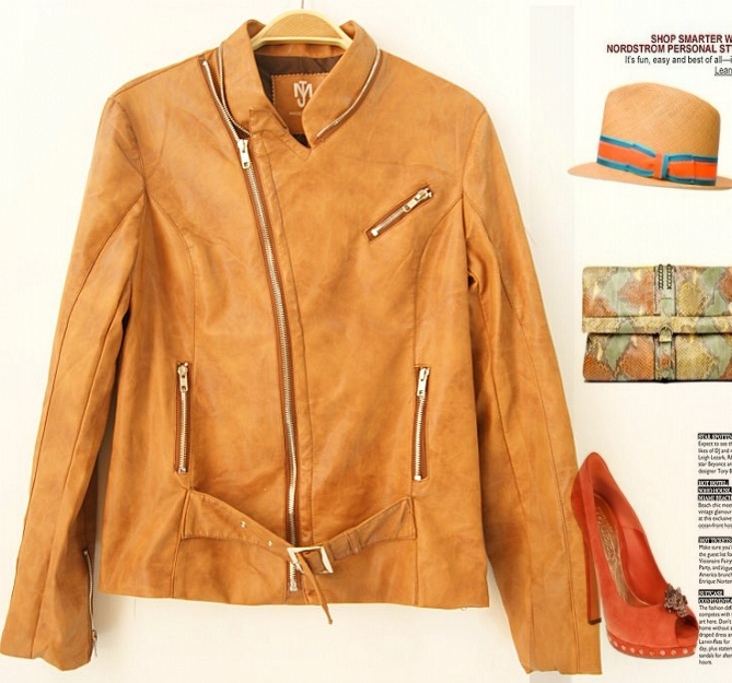 Autumn new arrival 2012 epaulette motorcycle short design oblique zipper punk PU clothing women jacket coat women clothing