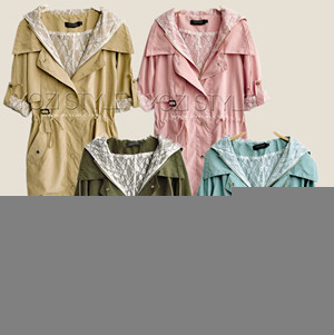 Autumn new arrival 2012 gentlewomen loose turn-down collar with a hood long-sleeve medium-long trench outerwear solid color