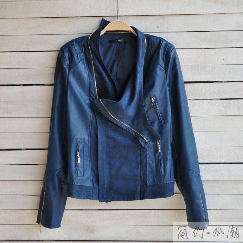 Autumn new arrival 2012 motorcycle paragraph women's slim short design leather clothing outerwear female zipper leather clothing