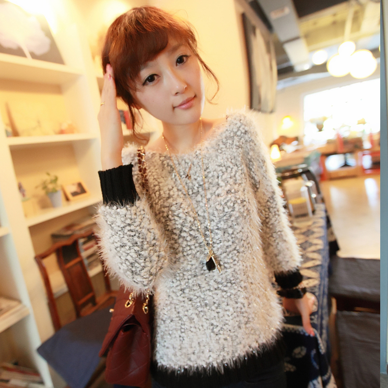 Autumn new arrival 2012 women's loose sweet sweater black velvet vintage sweater