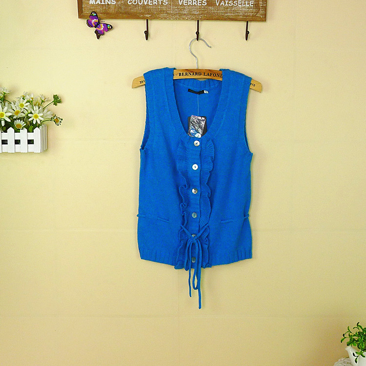 Autumn new arrival 2012 women's sweater female sweet ruffle hem V-neck all-match autumn and winter sweater vest b4