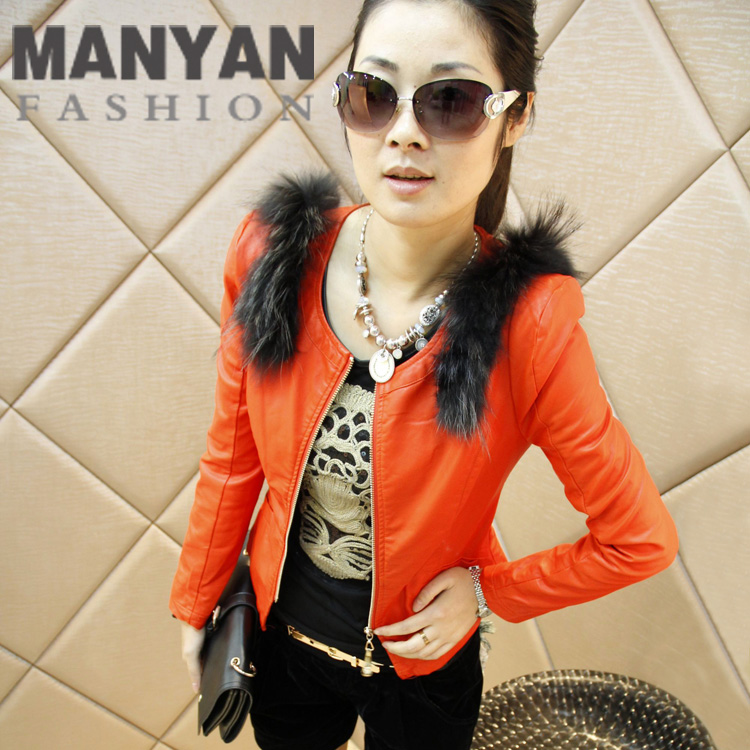 Autumn new arrival 2012 women's zipper decoration elegant slim leather clothing outerwear
